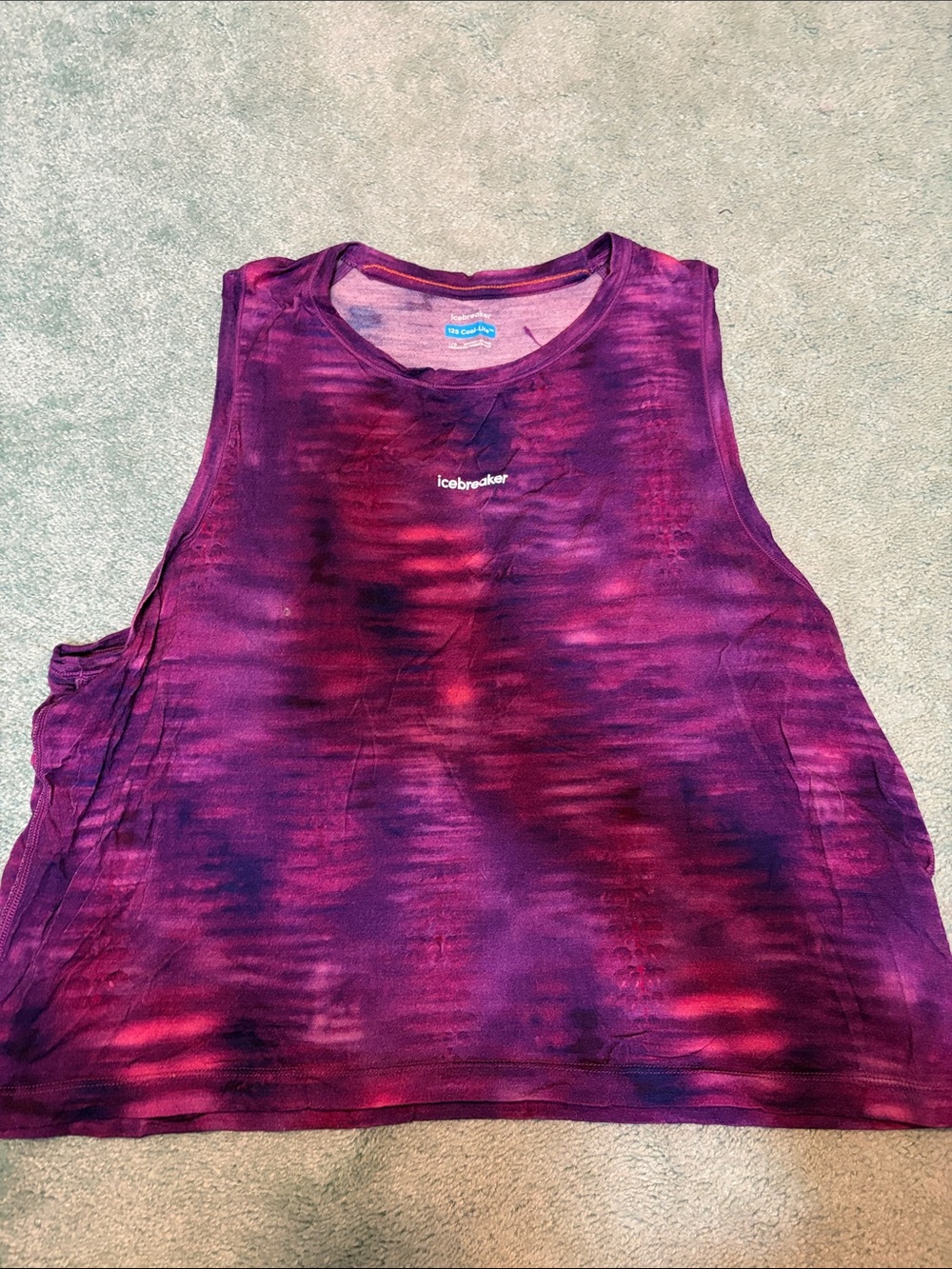Icebreaker Women's Purple and Magenta Tie-Dye Muscle Tank